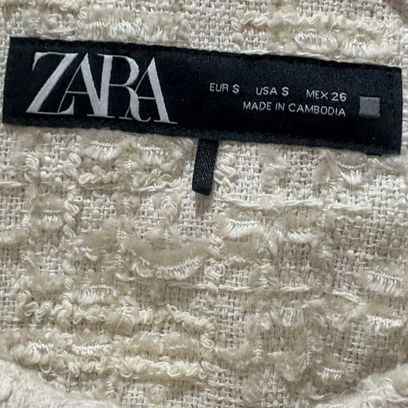 Zara Weave Bomber Jacket in Cream Size Small - Picture 8 of 11